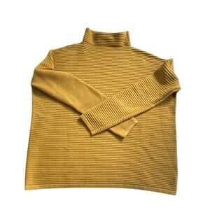 French Connection Mustard Yellow Ribbed Mock Neck Sweater | Size S
